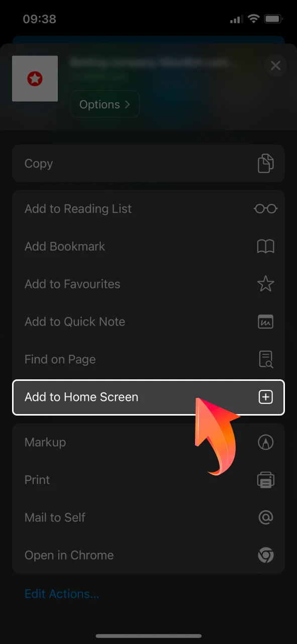 Select Add to Home Screen to load the Mostbet app for Bangladesh players.