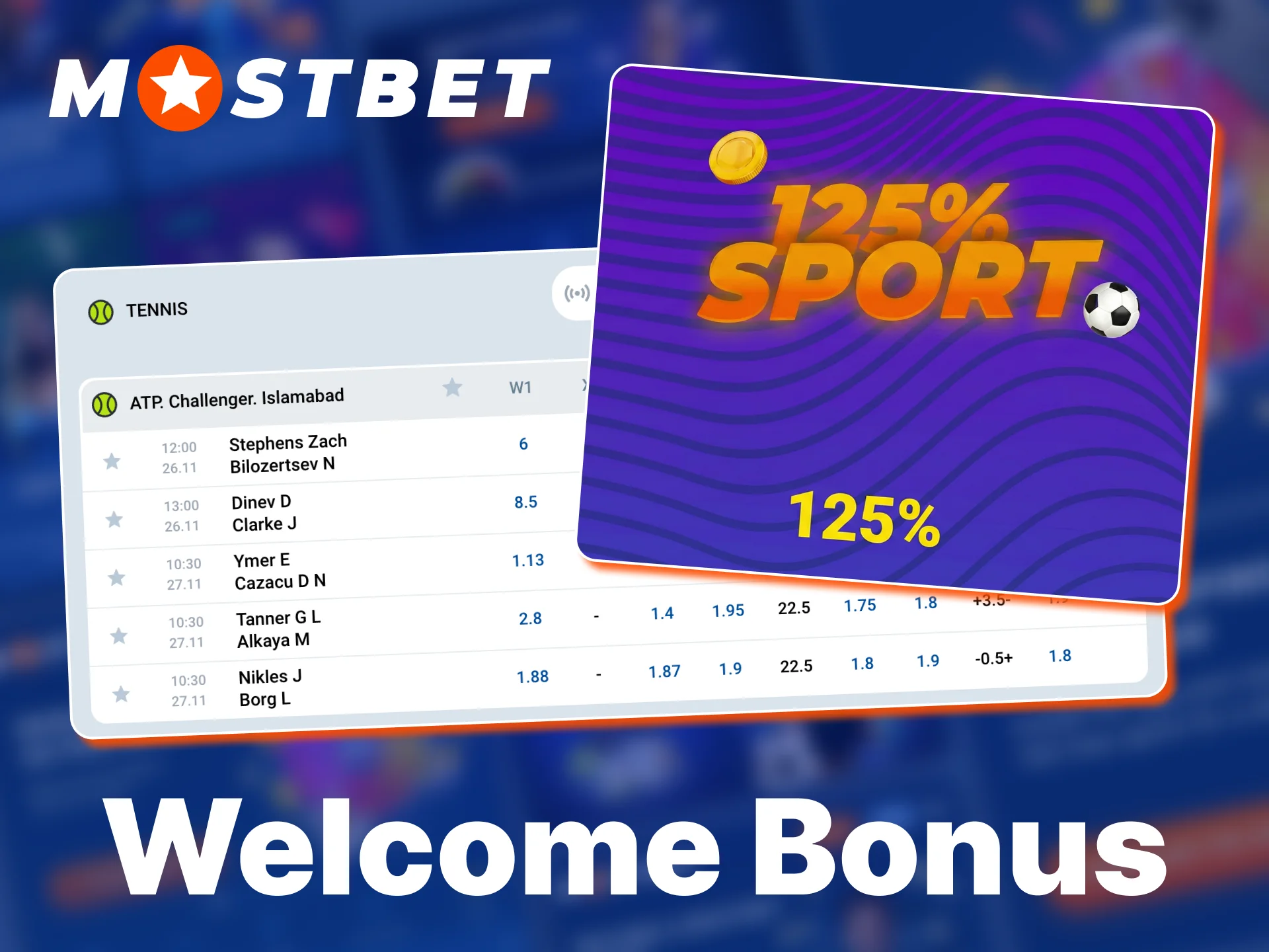 Mostbet offers a tennis welcome bonus appealing to players from Bangladesh.