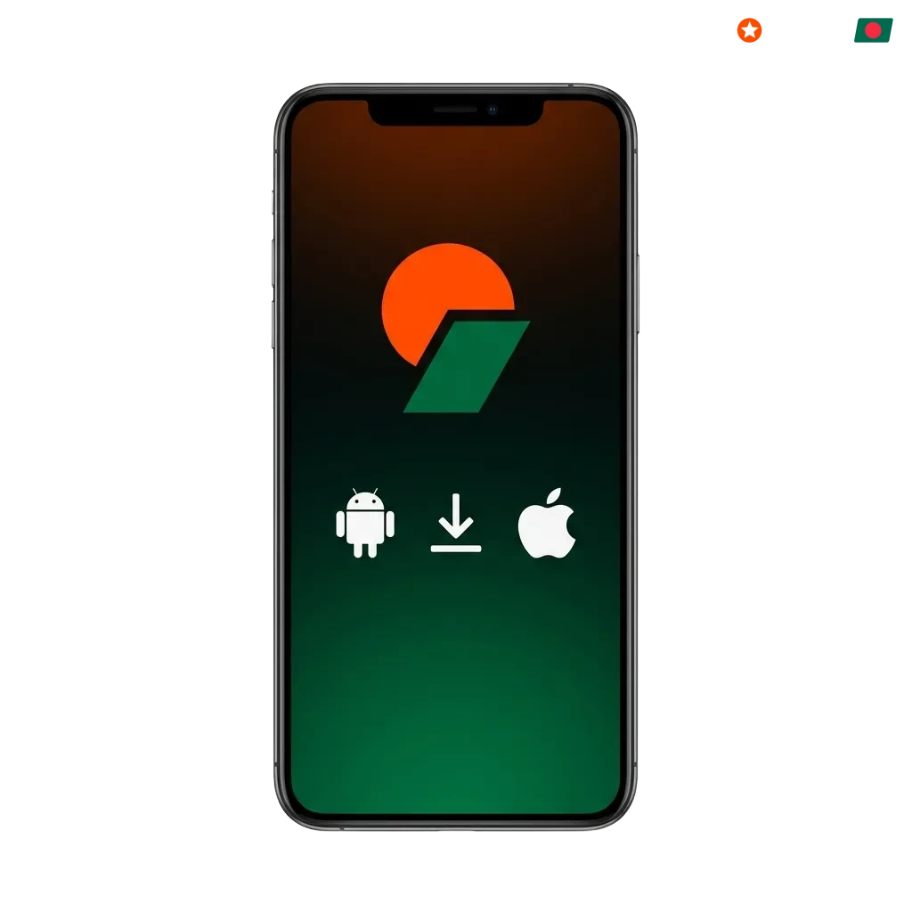 Mostbet app download screen showing sports betting and casino games interface with Bangladesh payment options