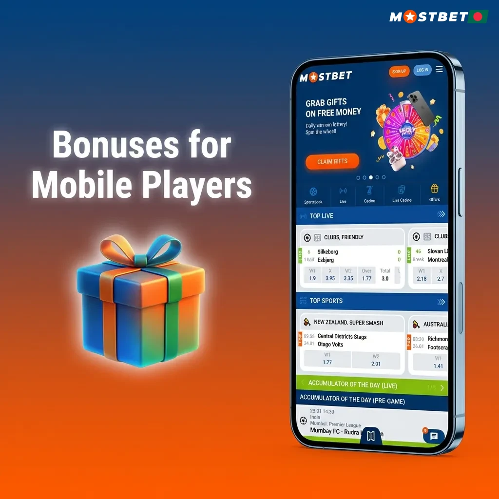 Mobile casino and sports betting bonuses including welcome offer, free spins, and weekly cashback promotions.