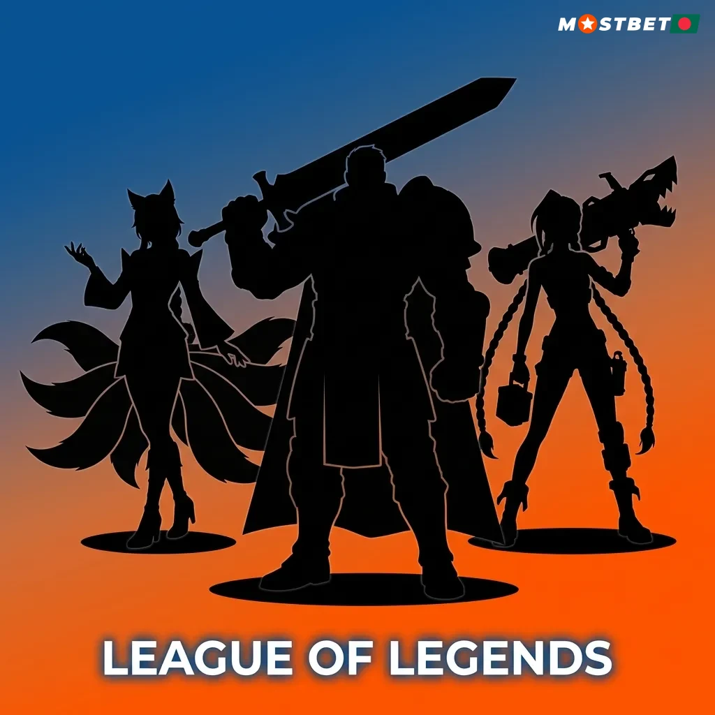League of Legends MOBA game featuring 5v5 battles with betting options on tournaments like Worlds, MSI, LCK, LPL, and LEC