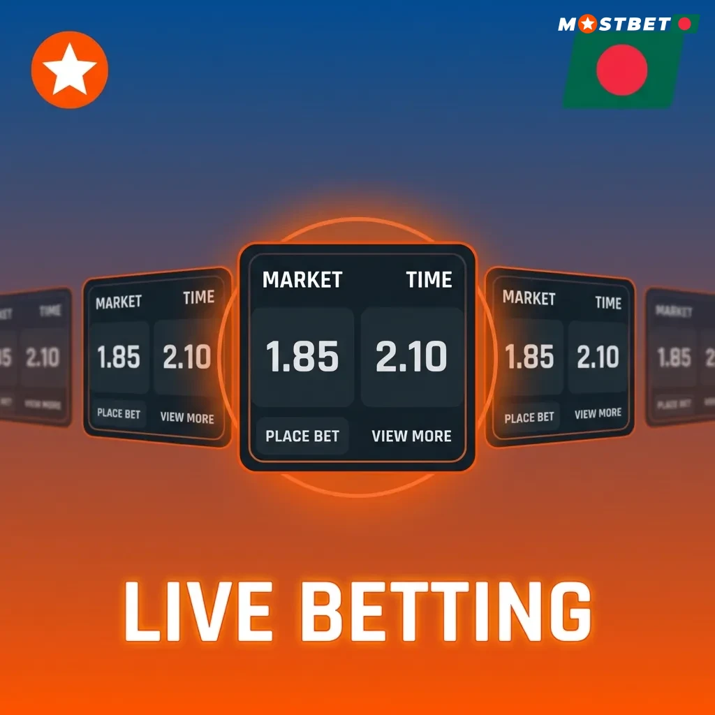 Live betting interface showing real-time odds updates and statistics for cricket, football, and other sports