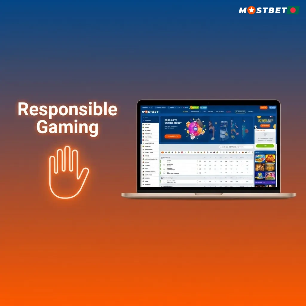 Platform displaying responsible gaming tools including deposit limits, self-exclusion options, and support resource links