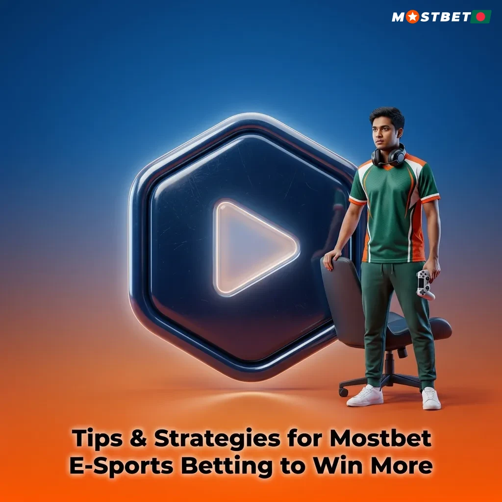 Strategic e-sports betting guide showing bankroll management, research tips, and winning strategies for Mostbet platform